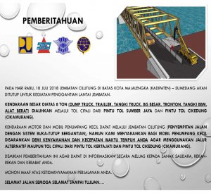 Pemberitahuan Pengalihan Arus Lalu Lintas Jembatan Cilutung